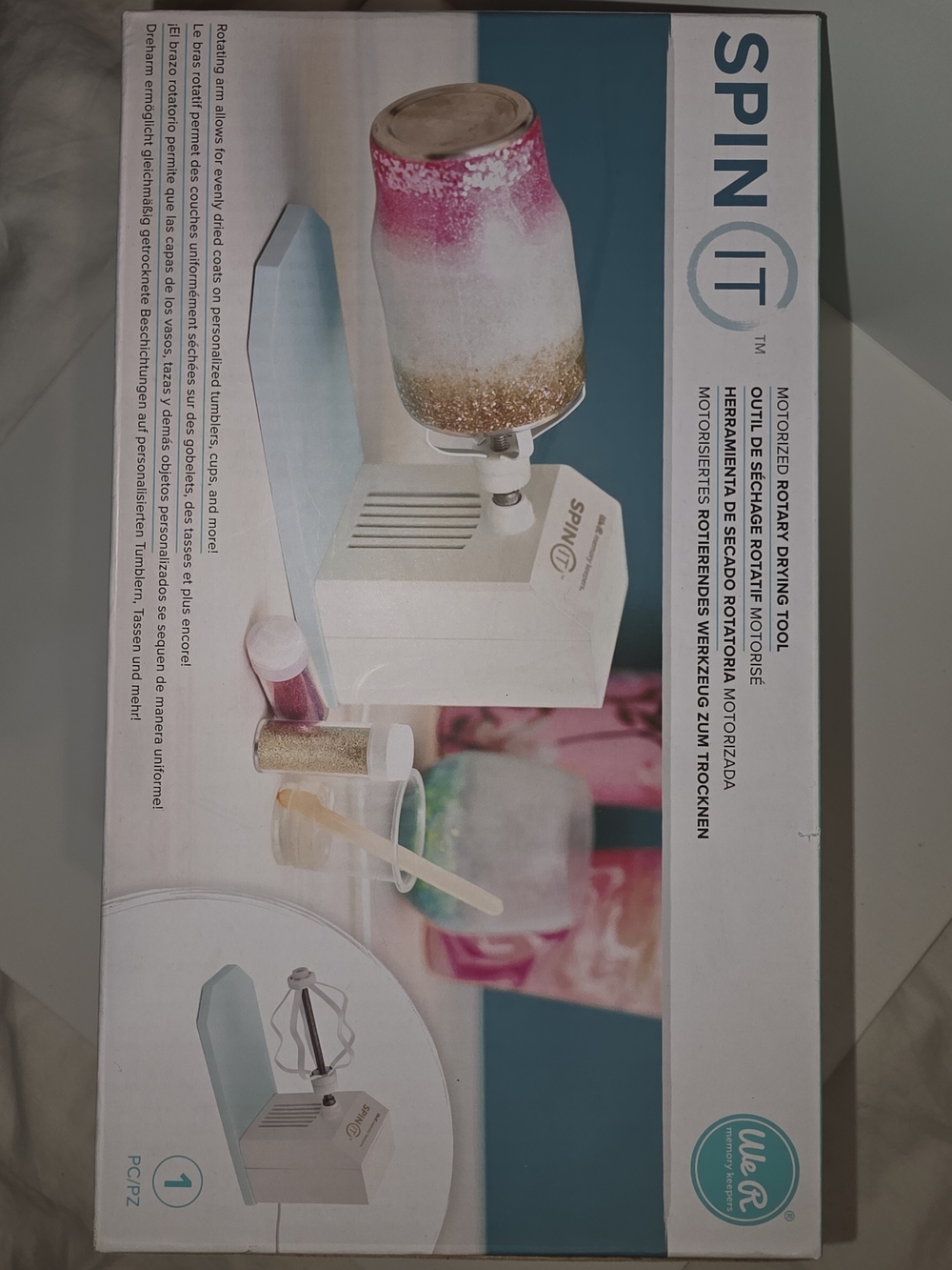 SPIN IT Motorized Rotary Drying Tool - White with Pink Accent
